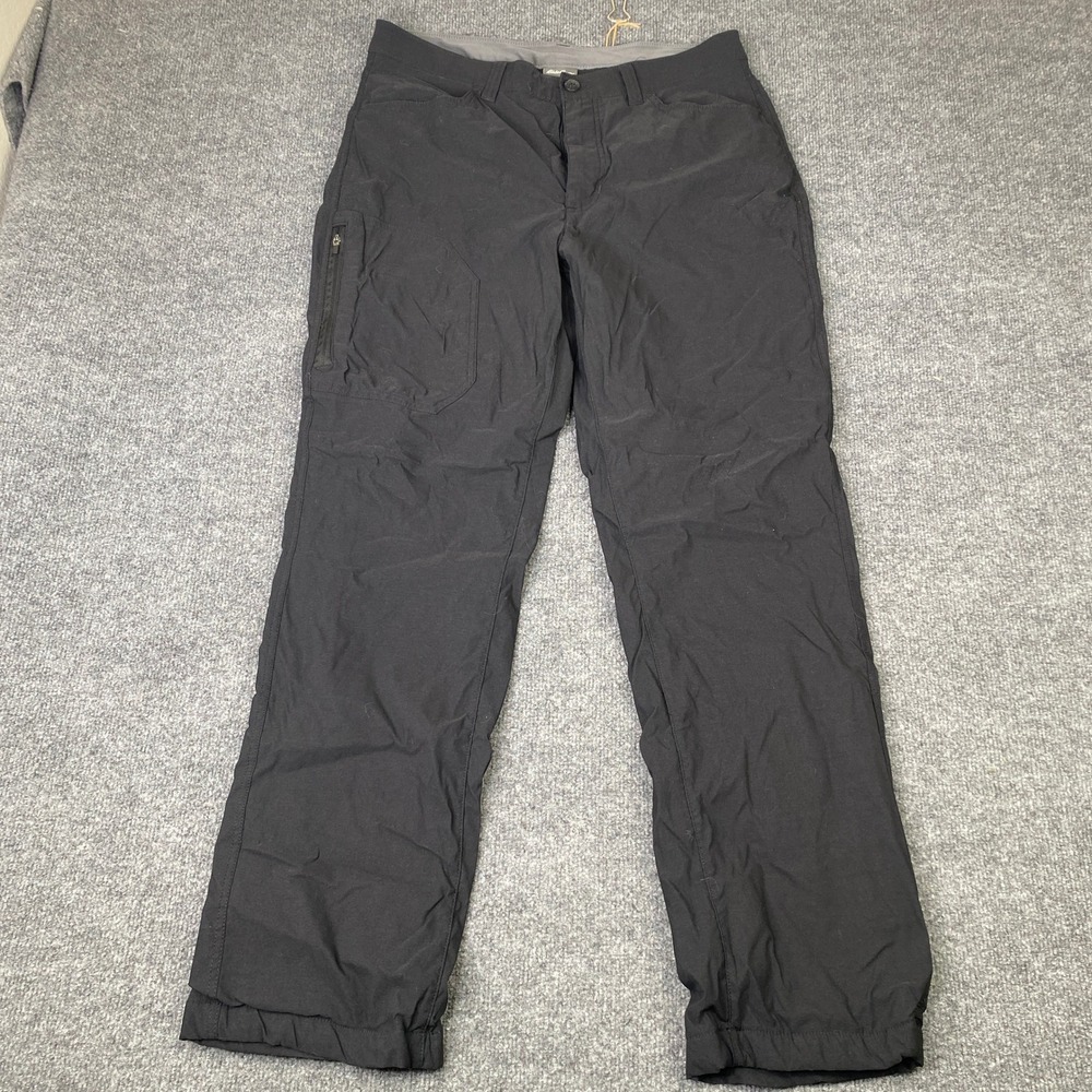 Eddie Bauer Mens 34x32 Black Fleece Lined Hiking Cargo Pants Outdoor Work